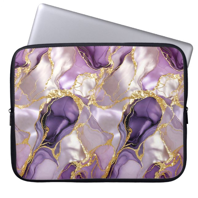 Lila Guld Marmor Laptopfodral Lyxigt Fodral (Framsidan)