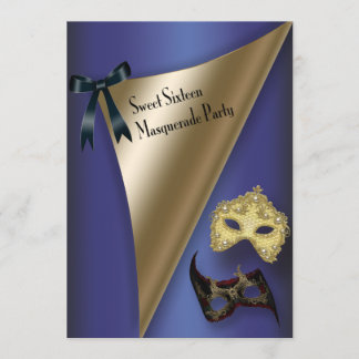 Lila Guld Mask Sweet sixteen Masquera Inbjudningar