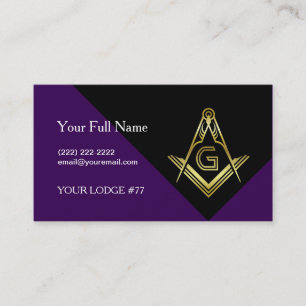 Lila & Guld Masonic Affärskorts, Freemasonry Visitkort