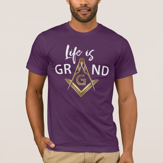Lila & Guld Masonic T Shirts | Globalt gåvor (Framsida)