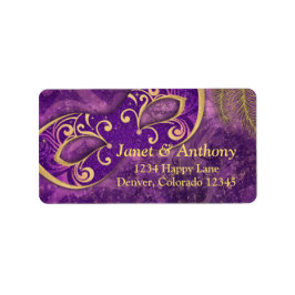 Lila Guld Masquerade Bröllop adressetikett