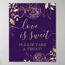 Lila & Guld Modern Blommig Söt Favoritbord Poster