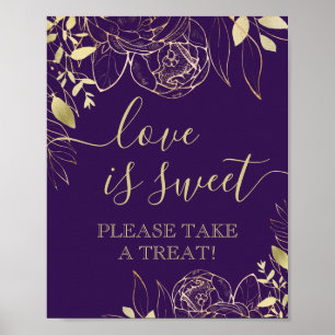 Lila & Guld Modern Blommig Söt Favoritbord Poster