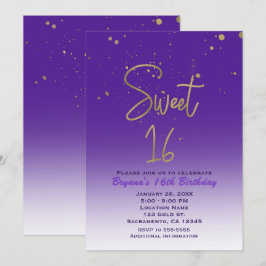 Lila & Guld Modern Glam SWEET 16 Födelsedagsfest Inbjudningar