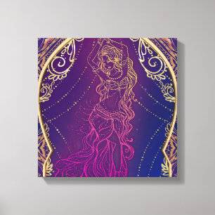 Lila & Guld Morockansk Arabisk Bukdans Glam Canvastryck