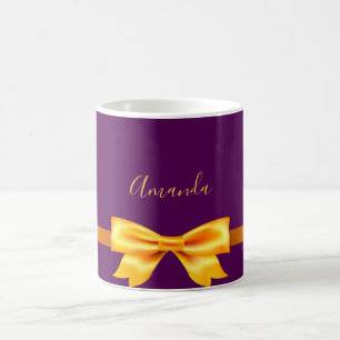Lila guld namn elegantens armbåge kaffemugg