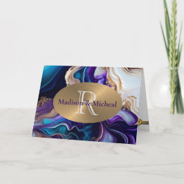 Lila, Guld och Aqua Elegant bröllop Tack Kort