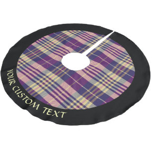 Lila, guld och blå tartan julgransmatta borstad polyester