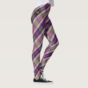 Lila, guld och blå tartan leggings