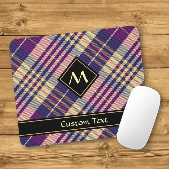 Lila, guld och blå tartan musmatta (Skapare uppladdad)