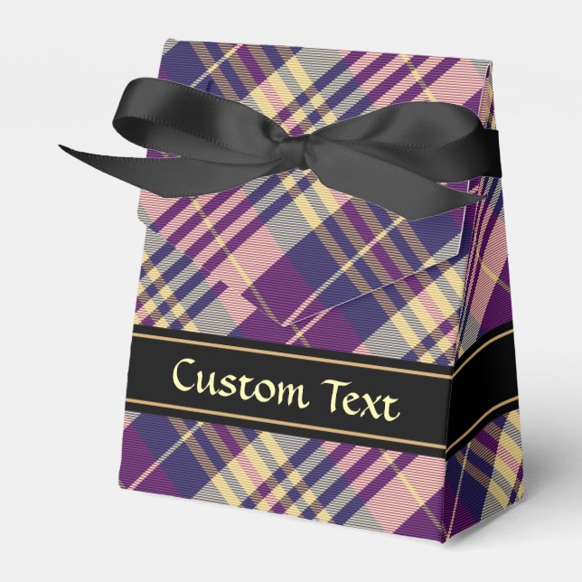 Lila, guld och blå tartan presentaskar (Framsidan Sidan)