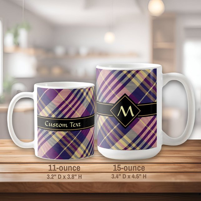 Lila, Guld och Blue Tartan Kaffemugg (Skapare uppladdad)