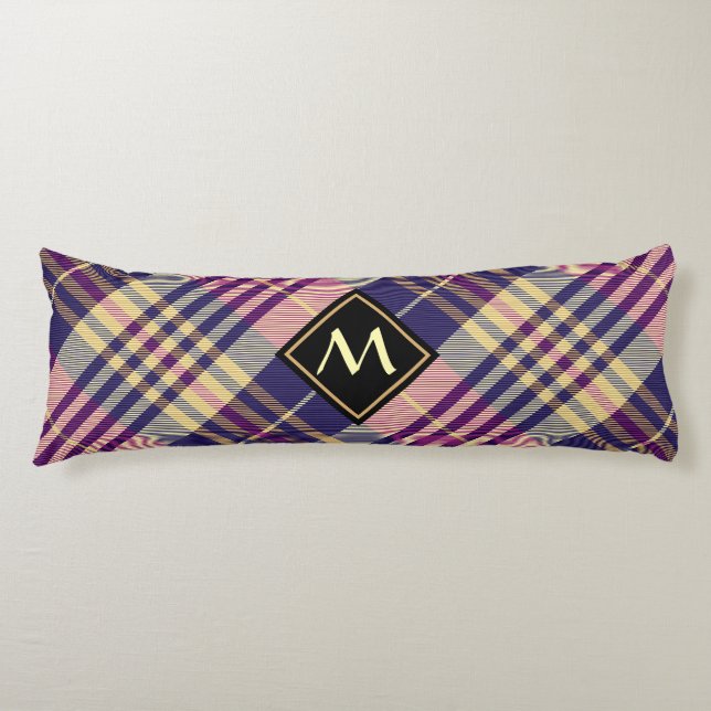 Lila, Guld och Blue Tartan Kroppskudde (Framsidan)