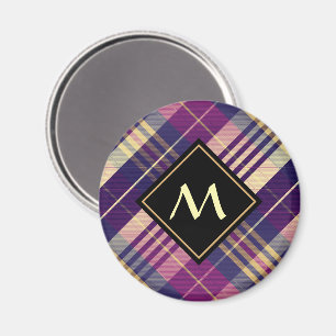 Lila, Guld och Blue Tartan Magnet