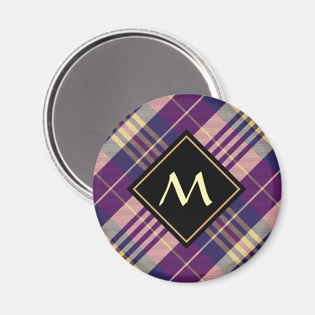 Lila, Guld och Blue Tartan Magnet (Front/Back)