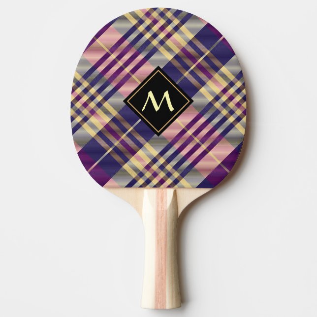 Lila, Guld och Blue Tartan Pingisracket (Framsidan)