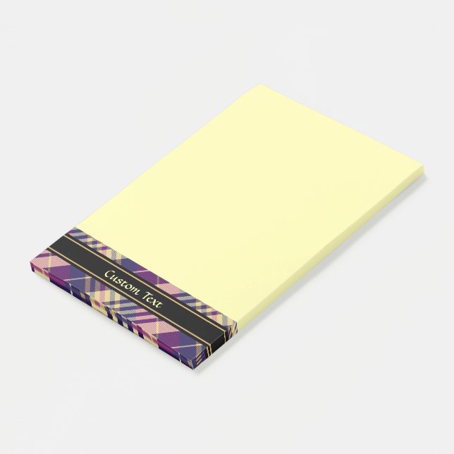 Lila, Guld och Blue Tartan Post-it Block (Vinklad)