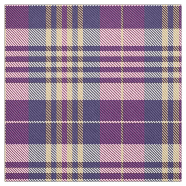 Lila, Guld och Blue Tartan Tyg (Provkarta)