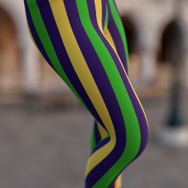 Lila Guld och Grönt Stripe Mardi Gras Leggings