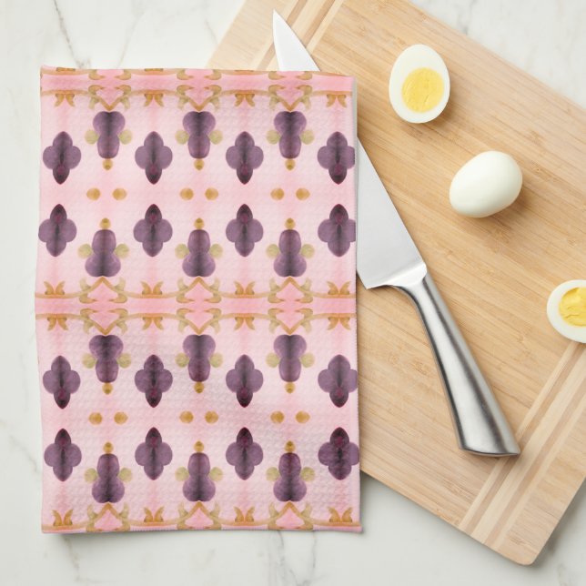 Lila Guld och Pinks Kökshandduk (Vikt i Fjärdedel)