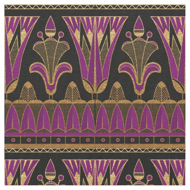 Lila Guld och svart konst Deco Tyg (Närbild)