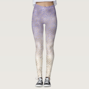 Lila Guld Ombre Leopard Skriv ut Leggings