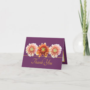 Lila Guld Orange Dahlia Chic Bukett Tack Kort