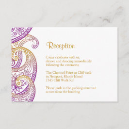 Lila & Guld Paisley Reception, Indiska Bröllop Tilläggskort