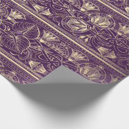 Lila Guld Papyrus Antique Egyptian Blommigt Lotus Presentpapper