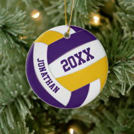 lila guld-pojkar flickor lag färg volleyball julgransprydnad keramik