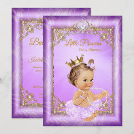 Lila Guld Prinsessa Baby Shower Flicka Inbjudningar