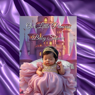 Lila Guld Prinsessa Barnkalass Slott Inbjudningar