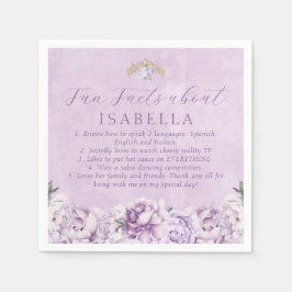 Lila Guld Quinceañera Party Roligt Facts Napkins Pappersservett