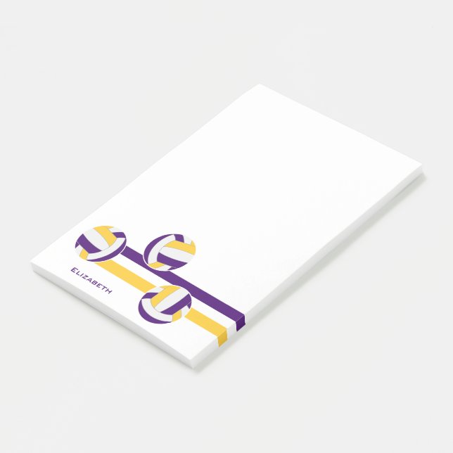 lila guld rand volleyball player namn post-it block (Vinklad)