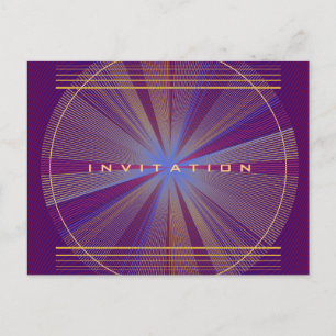 Lila & Guld Rays, Psychedelic Trippy-inbjudan Vykort