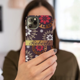 Lila Guld Red Retro Mönster Lägg till Namn iphone