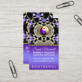 Lila Guld Reflection Mandala Holistic Healing Visitkort