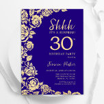 Lila Guld Ro Surprise 30års födelsedag Inbjudningar<br><div class="desc">Inbjudan till 30års födelsedag-partiet i lila Guld Blommigt Surprise. Elegantens utformning med ro,  faux guld-folie och typsnitt för typsnitt. Trendig inbjudan-kortets perfekt för en snyggt kvinnlig dag firande. Kan anpassas till vilken ålder som helst. Skrivna Zazzle-inbjudningar eller digital utskrivbar mall för omedelbar nedladdning.</div>