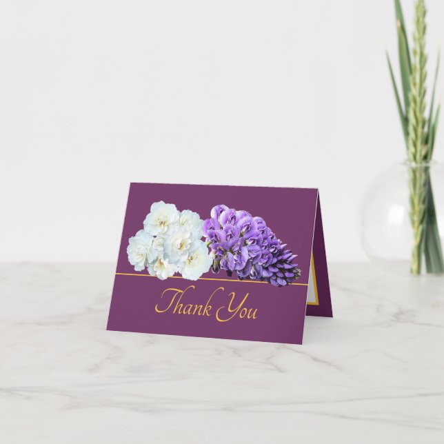 Lila Guld Ro Wisteria Flower Bouquet Tack Kort (Framsida)
