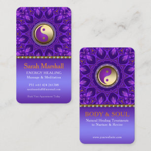 Lila Guld Rosa Energy Healing Mandala Visitkort
