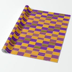 Lila Guld Royalet African Kente Wrapping Papper Presentpapper