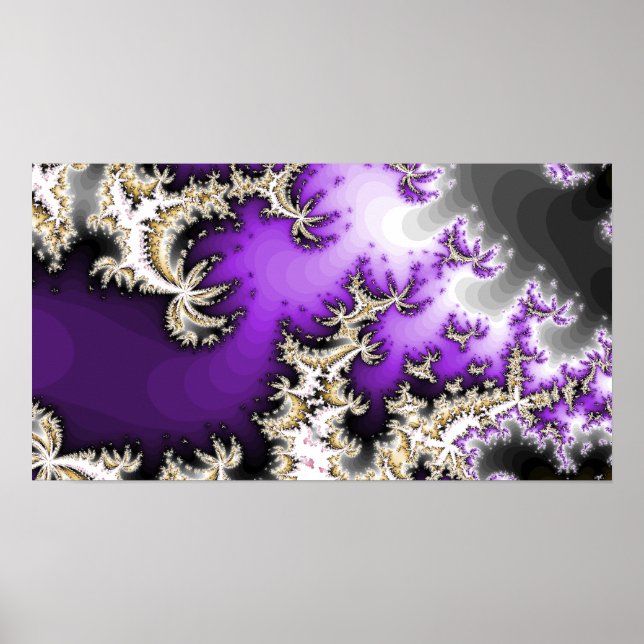 Lila, Guld, Silver Fractal-Poster Poster (Framsidan)