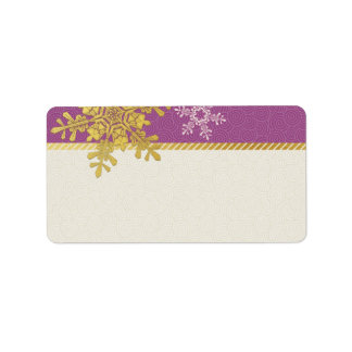 Lila Guld Snowflake Bröllop Blank Adressetiketter