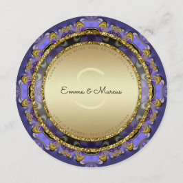 Lila Guld Snyggt Glam Round Menu-kort Meny