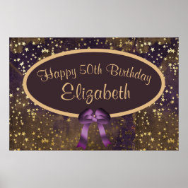 Lila Guld Stardust 50:e födelsedagen Poster