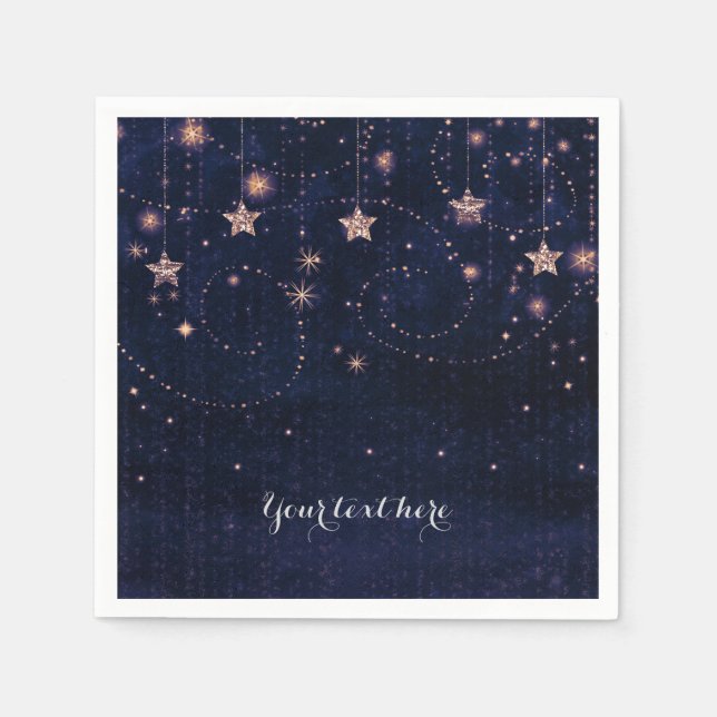 Lila & Guld Starry Celestial Whimsical Party Pappersservett (Framsidan)