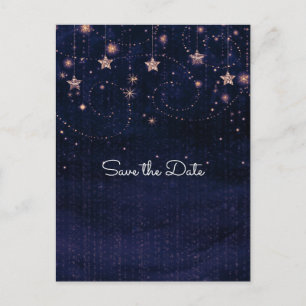 Lila & Guld Stjärnfullt Whimsical Celestial Meddelande Vykort