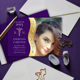 Lila Guld Student Wave Caduceus RN Nursing Grad Meddelande