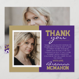 Lila & Guld Studenten 2-foto - tackkort Inbjudningar