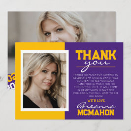 Lila & Guld Studenten 2-foto - tackkort Inbjudningar